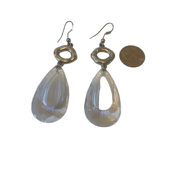 Silver Toned Clear Resin Hoops. Lightweight. Perfect for everyday wear. - Picture 5 of 5